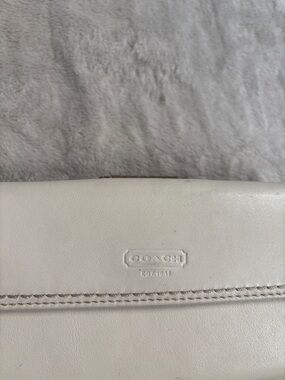 Coach Cream Leather Snap Wallet with Brown Interior